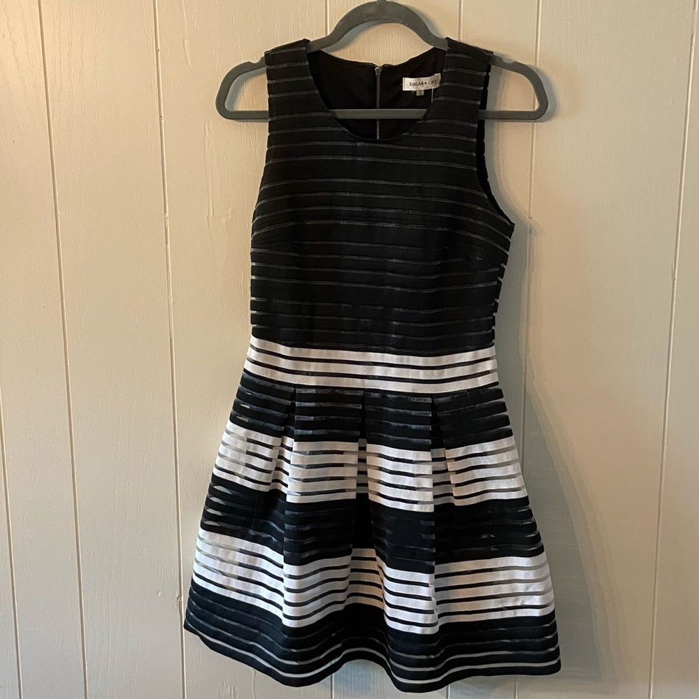 Black and white cocktail dress